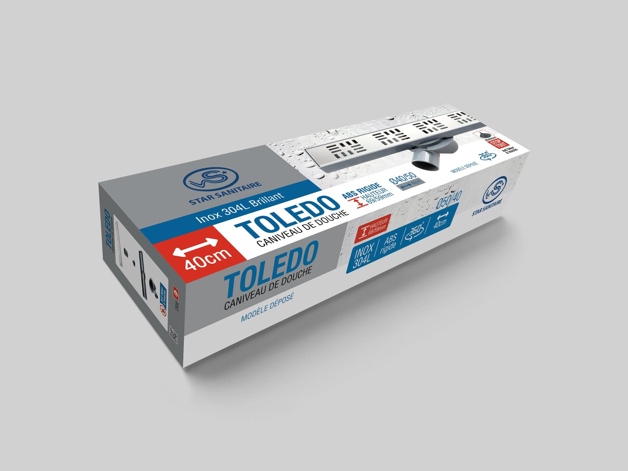 Caniveau DE Douche 40 Toledo - Packaging
