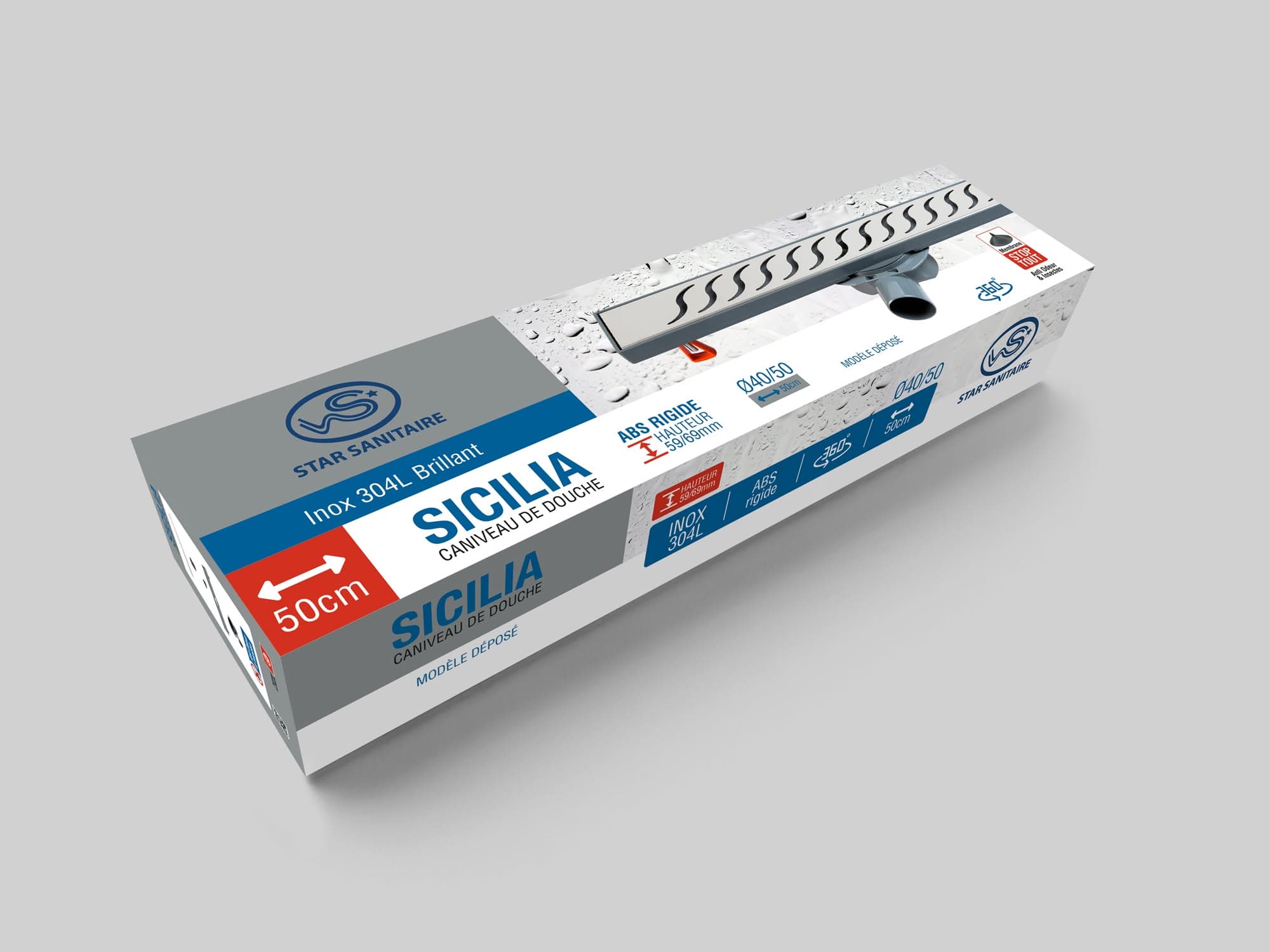 Caniveau DE Douche 50 Sicilia - Packaging
